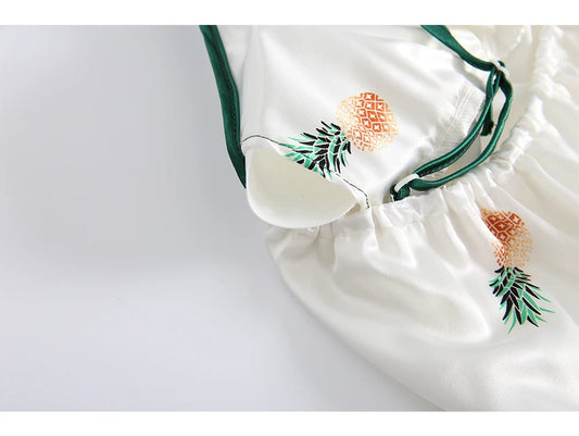 Pineapple Satin Sleepwear – 7-Piece Cozy Night Set