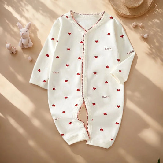 Cotton Baby Romper - One Piece Long Sleeve Loungewear
