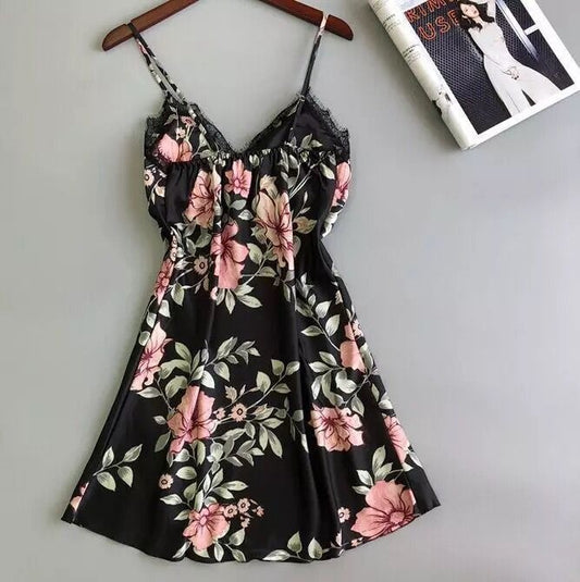 Ladies Printed Ice Silk Nightdress
