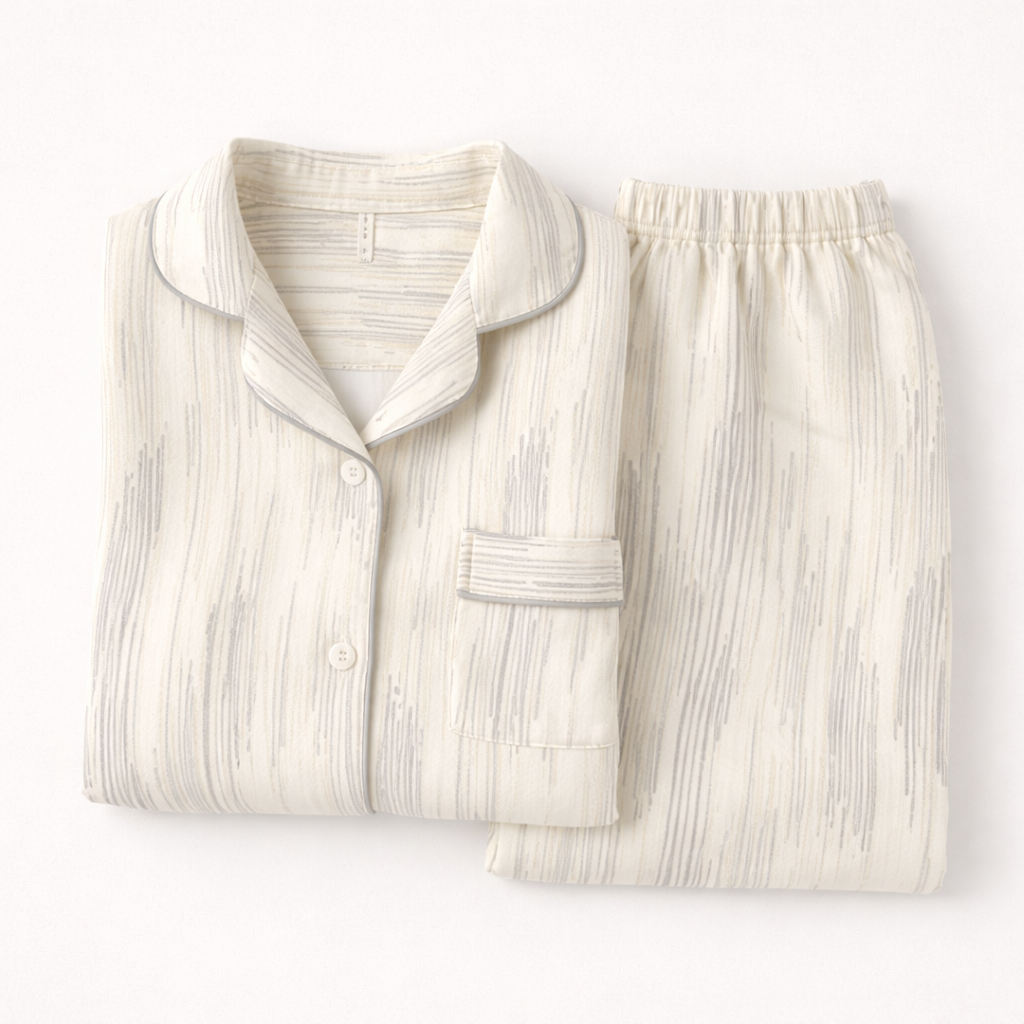 Sweet Quilted Cotton Pajama Set – Autumn & Winter Comfort